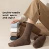 Men's Winter Warm and Thick Velvet Business Solid Color Wool Tube Socks