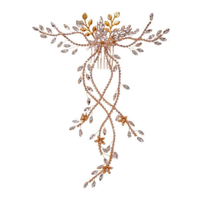 

Wedding Elegant Crystal Bride Hair Comb Headwear Hair Ornaments Rhinestone Bridal Hair Clip Accessories Wedding Jewelry 1 золотой