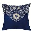 Ethnic Style Blue Floral Pattern Printing Pillowcase Living Room Sofa Chair Cushion Cover Bedroom Room Home Decoration