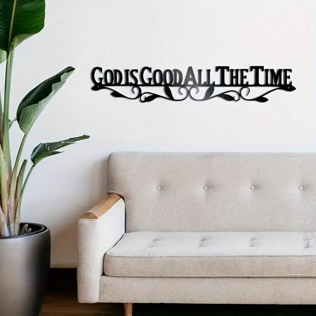 Metal Wall Art God Is Good All The Time Elegant Swirl Design Religious Home Decor Spiritual Gift