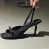 Fashion Black High Heels Ladies Summer 2025 Bow Stiletto Premium French High Heel Sandals