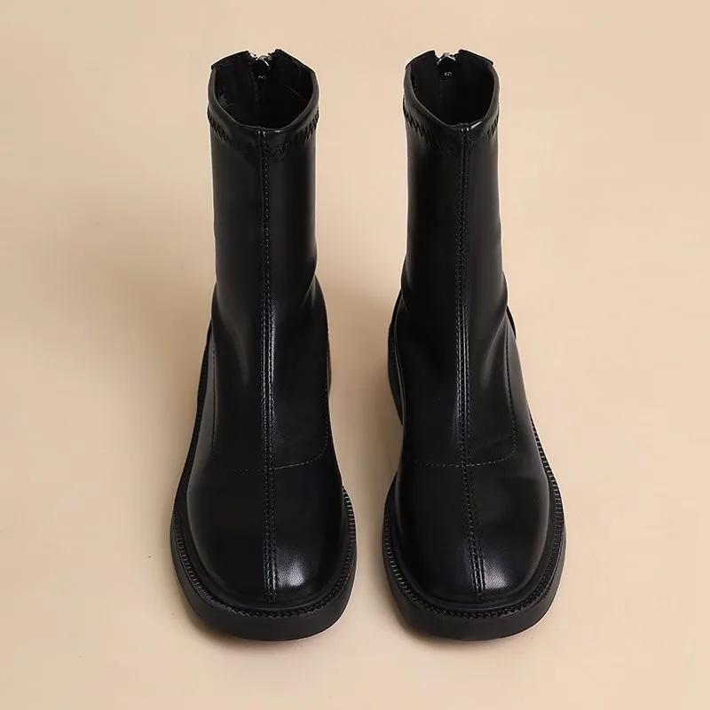 2025 Winter New Thick Soled Boots Women's Back Zipper Fashion Warm Shoes Comfortable Botas De Inviernno Para Mujer
