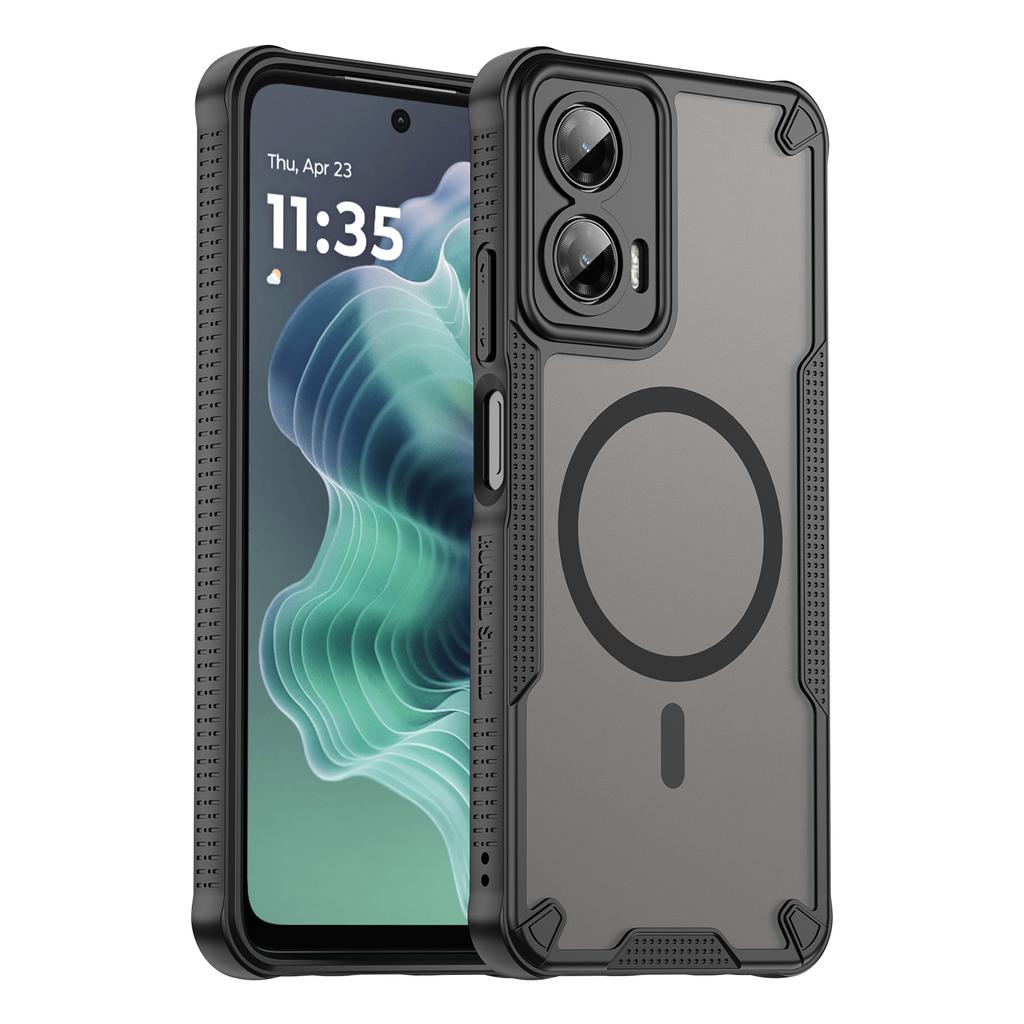 Luxury Translucent Colorful Armor Magnetic Phone Case For Motorola Moto G75 G55 G35 5G Four-coner Shockproof Protect Slim Cover