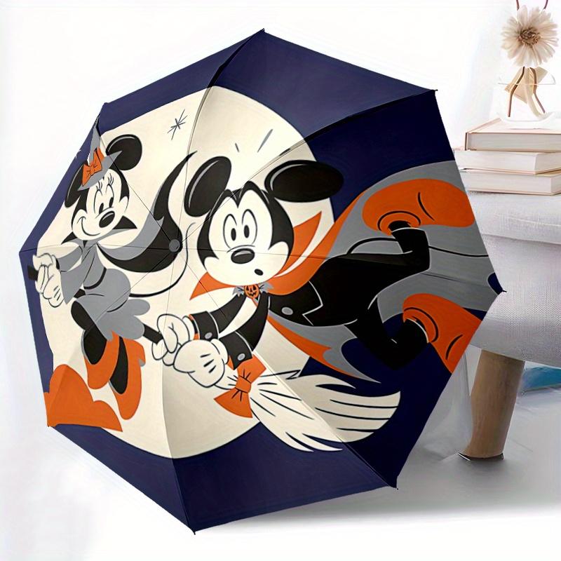 1pc Mickey Minnie Witch Automatic 3-Fold Umbrella Design, Cute Cartoon Pattern, Portable Outdoor Umbrella, Perfect, Holiday Gift for Disney