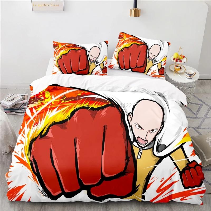 Japan Anime ONE PUNCH-MAN 3D Pattern Duvet Cover Set with Pillowcase 2/3pcs Cartoon Bedding Sets Bed Linen Queen King Bedclothes