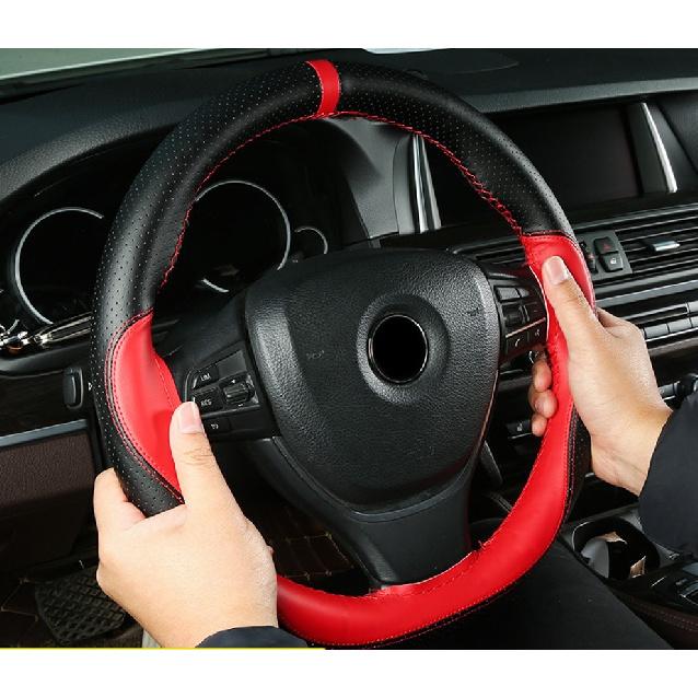15" Car Steering Wheel Cover DIY Stitch On Wrap For Women Men Microfiber Leather