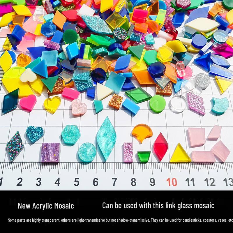 200g 1,5cm Transluzent 15mm Kristallmosaik DIY Handgemacht Buntes Glas Schnittpapier