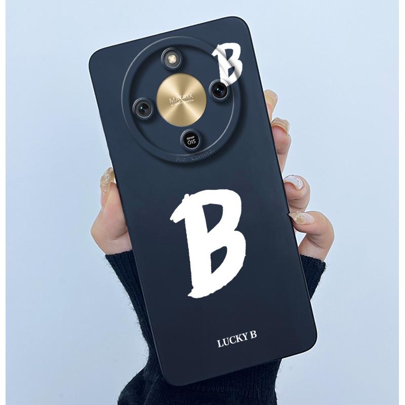 

Phone Case For Honor X9d 5G Case MTN-NX1 Cover Lucky Initial Letter Liquid Silicone Bumper for Honor X9D HonorX9D X 9D Casing Honor X9d 5G