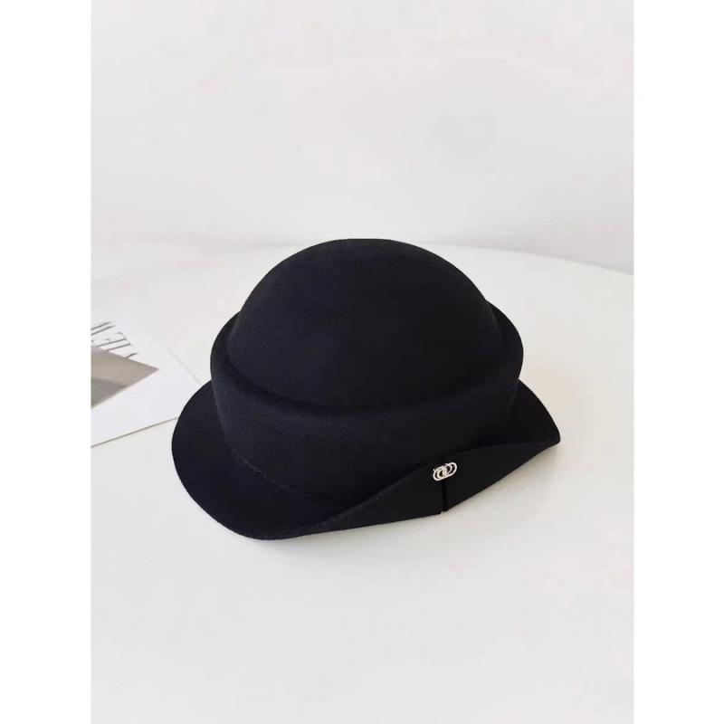 French Hepburn Style Flanged Hat Top Hat Children Autumn and Winter Bucket Hat Australian Wool Felt Hat Celebrity Style Top Hat Basin