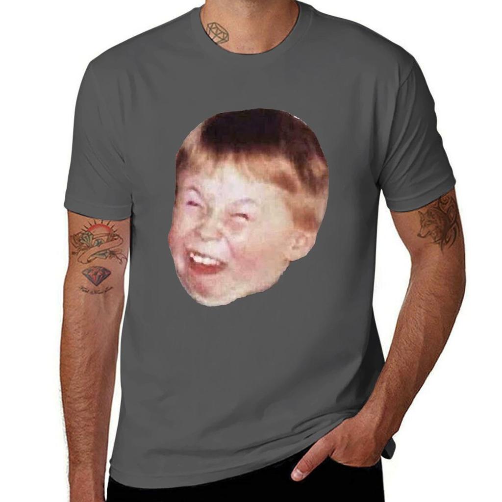 Little Kid Redhead Fat Laughing Mocking Funny Meme Face Classic TShirt Basic Short Sleeve Cotton Blend TShirt