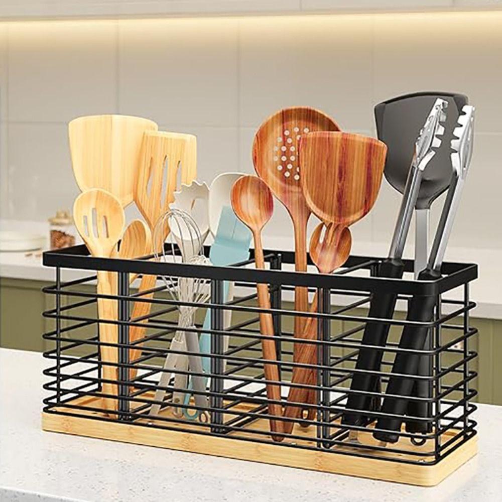 Detachable Cooking Utensils Storage Basket Large Capacity Kitchen Table Organizer  Cupboard