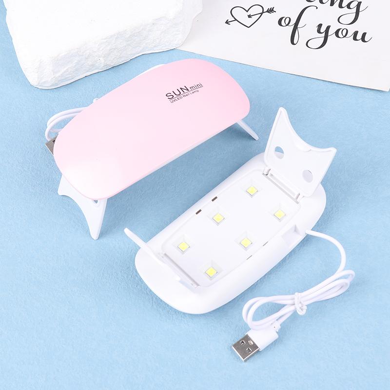 D2 6w Portable Usb Nails Dry Tool Home Mini Nail Lamp Uv Led Gel Polish Cured Pink White Nail Dryer Machine Uv Lamp Cute Desk