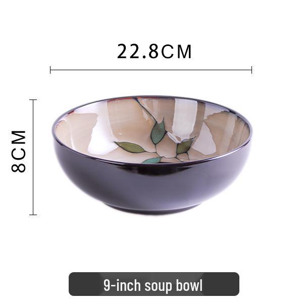 Bairun Ceramic American-Style Bowls & Plates Set - INS Style, Underglaze Color, Ideal Housewarming Gift & Tableware for Dinner or Noodles.