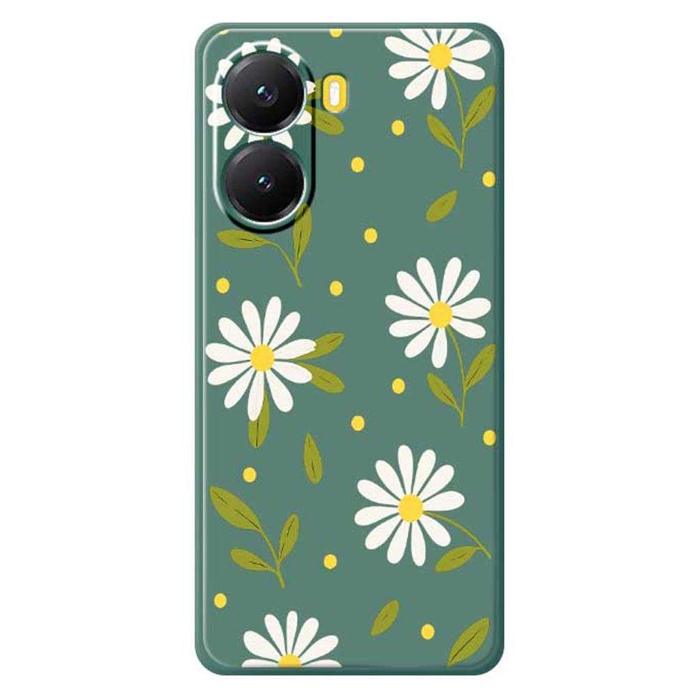 For Xiaomi Redmi Turbo 4 5G/Poco X7 Pro 5G Case White Flowers Green Leaves Pattern Printing Straight Edge TPU Phone Back Cover