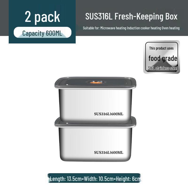 316 Stainless Steel Square Food Preservation Box Set