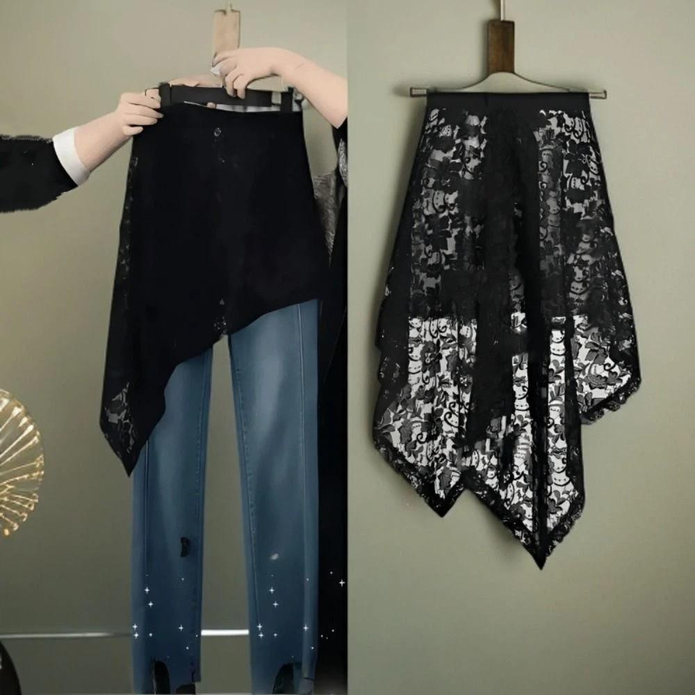Asymmetric Lace Underskirt Slips Irregular Mesh Underskirt Slips Dress  Summer