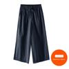 Plus size women clothing [Loose Wide-Leg Pants] Chubby Girl Summer Elastic High Waist Casual Hollow Lace Capri Pants