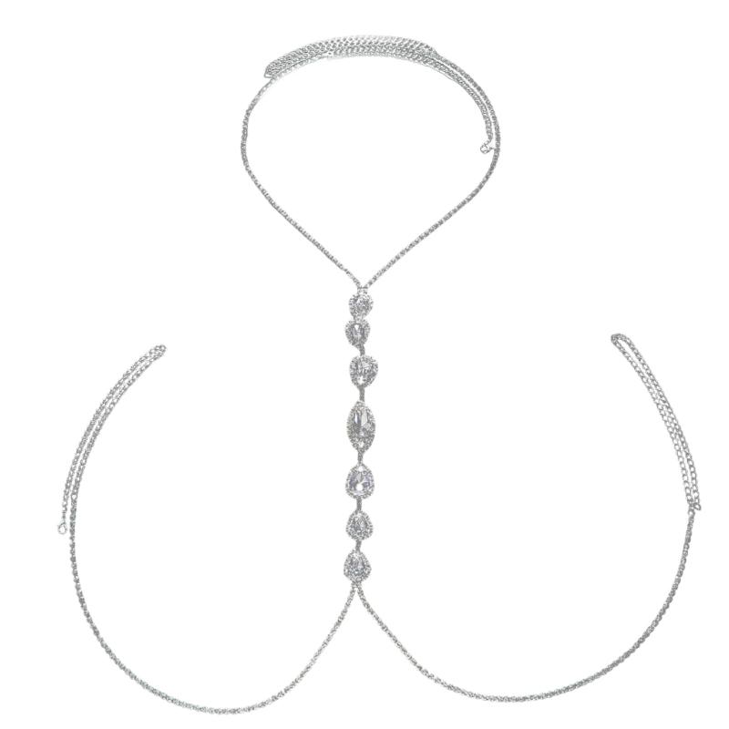 Rhinestones Chest Chain Body Chain Crystal Bikini Bra Chain Body Jewelry Accessories Crystal Belly Waist Chain Gifts 1 белый