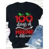 T-shirt z nadrukiem wzoru literowego, casualowa koszulka z okrągłym dekoltem i krótkim rękawem, modny top damski na wiosnę i lato