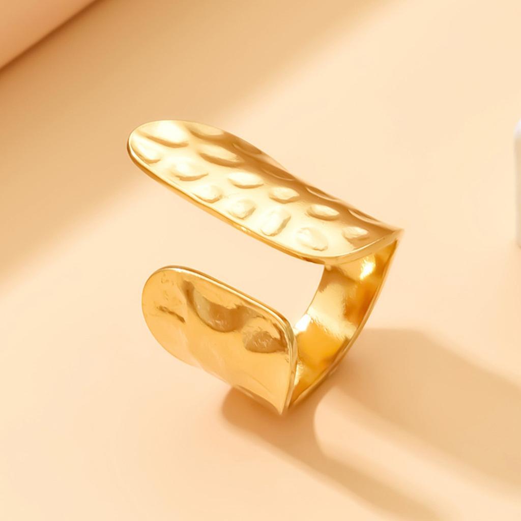 New Trend Gold Silver Color Texture Wide Rings for Women Men Geometric Irregular Wedding Ring Birthday Party Jewelry Gifts
