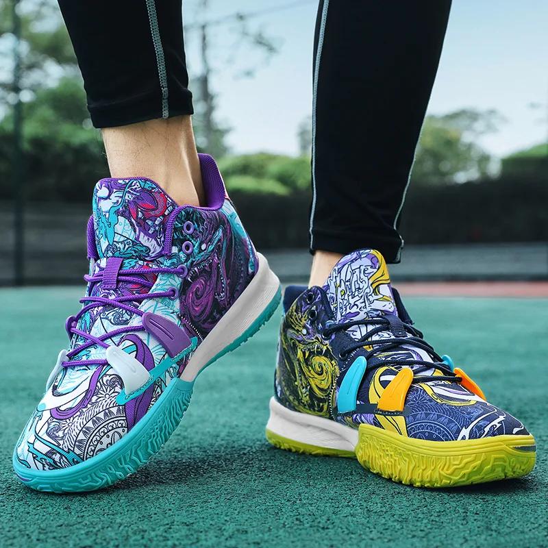 Breathable Sports Shoes Boys Basketball Sneakers Men's Non-Slip Shoes Comfortable Gym Training Athletic Shoes Shock Absorption