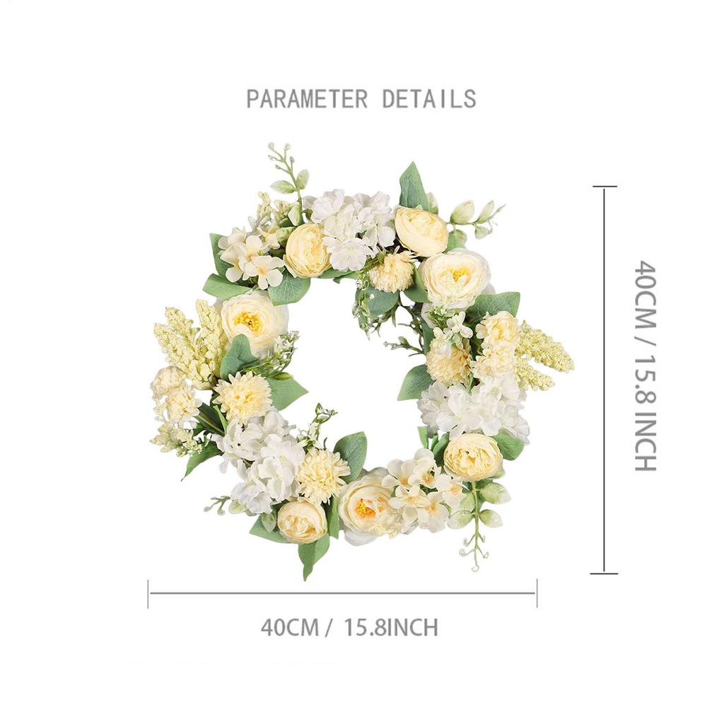 40cm Spring Door Wreath Simulated Peony Camellia Flower Wreath Artificial LED Light Colorful Festive Decoration For Home Holiday