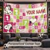 Snoopy Peanuts Personalized Tapestry Support Custom Name, Wall Art Home Decoration