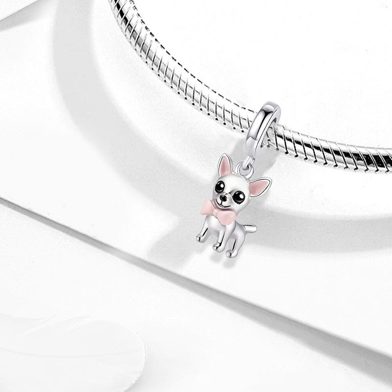 Copper Cute Pink Dog Shiny Crown Charms Beads Fit Diy Bracelet Necklace Making Gift Of High Quality Jewelry