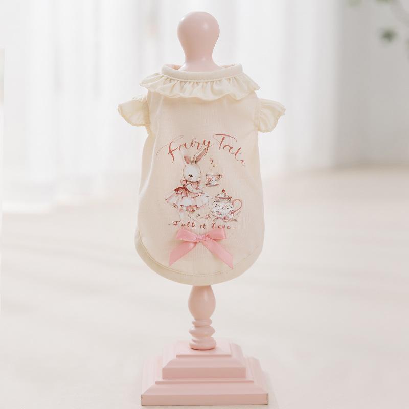 

Printed cute spring and summer lace collar blue cat teddy bear vest thin breathable dog cat pet clothes XL (recommended weight 12-7.5kg)