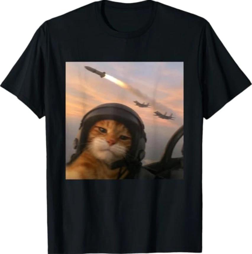 Selfie Squad Cat Funny Fighter Pilot Meme Kitty Gen Z Humor T- Shirt XL