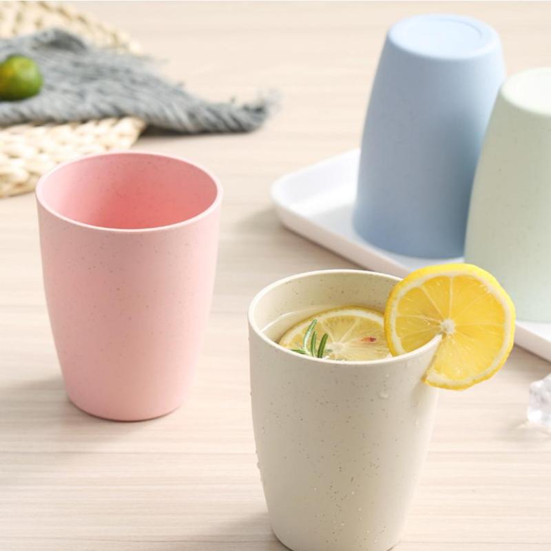 12Pcs Wheat Straw Cup Plastic Mouthwash Water Cup Brushing Cup Potable Drinking Travel Cup For Kids Adults