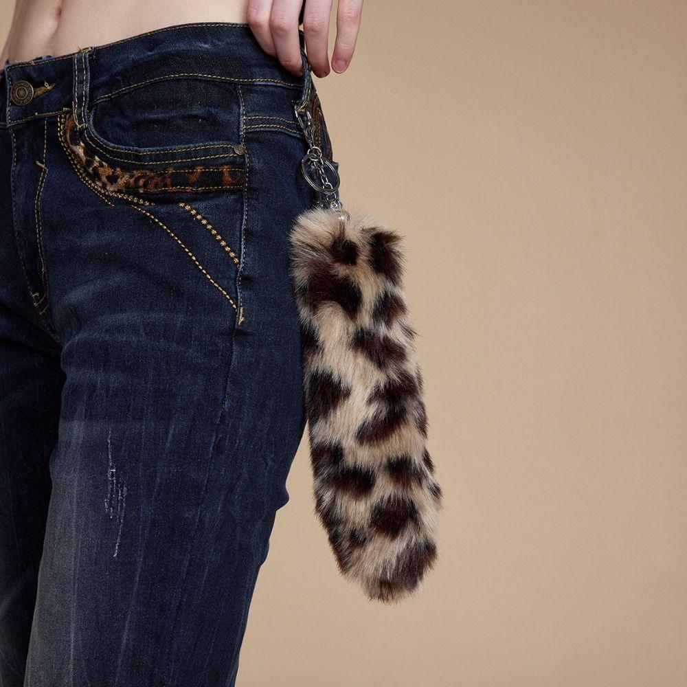 Retro Tail Hanging Keychain Long Hair Plush Tail Keyring Sweet Cool Bag Charms  Purse Handbag
