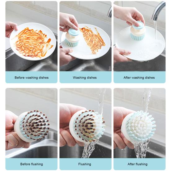 Dish Brush Flexible PP Bristles Ergonomic Handle Oil Proof Stain Removal Small Sink Plate Bowl Pan Scrub Cleaning Scrubber Kitchen Supplies