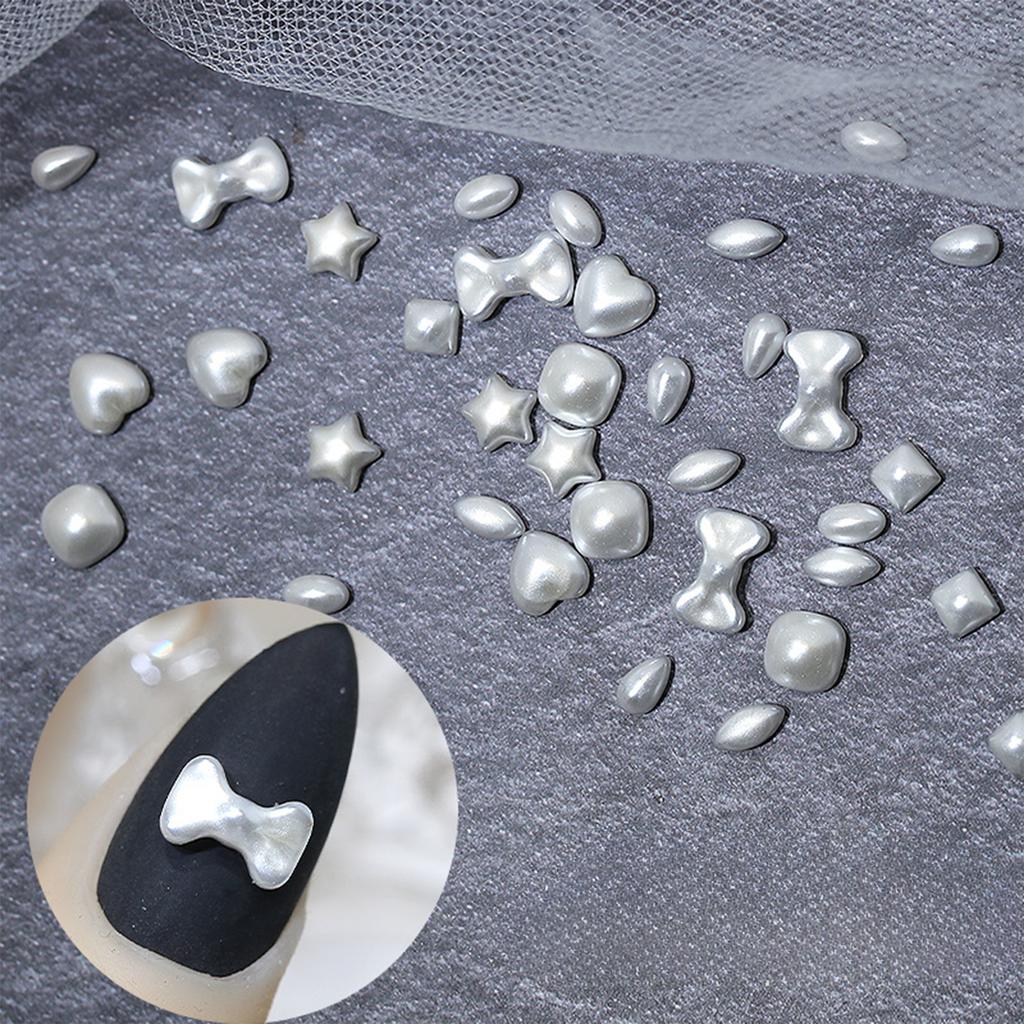 New Flat-Back Pearl Nail Jewelry Australian White Heart & Star Shaped Pearls DIY Nail Art Decorations