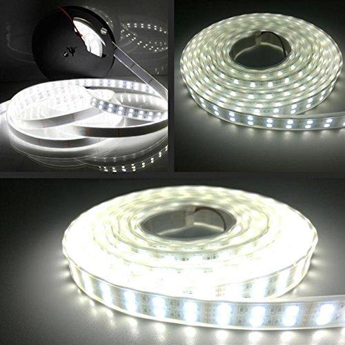 High brightness LED tape light 5m waterproof 24V 600 SMD5050 double row with cover white white base front light fishing boat/ship/truck/outdoor l