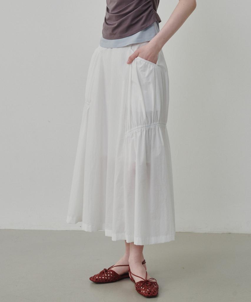 Ollibeudeollibeu Shirred Nylon Long Skirt Ow6Ms6210