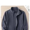 Hengyuanxiang Men's Thick Fleece Zip-Up Cardigan Jacket, Solid Color, Stand Collar, Autumn-Winter.