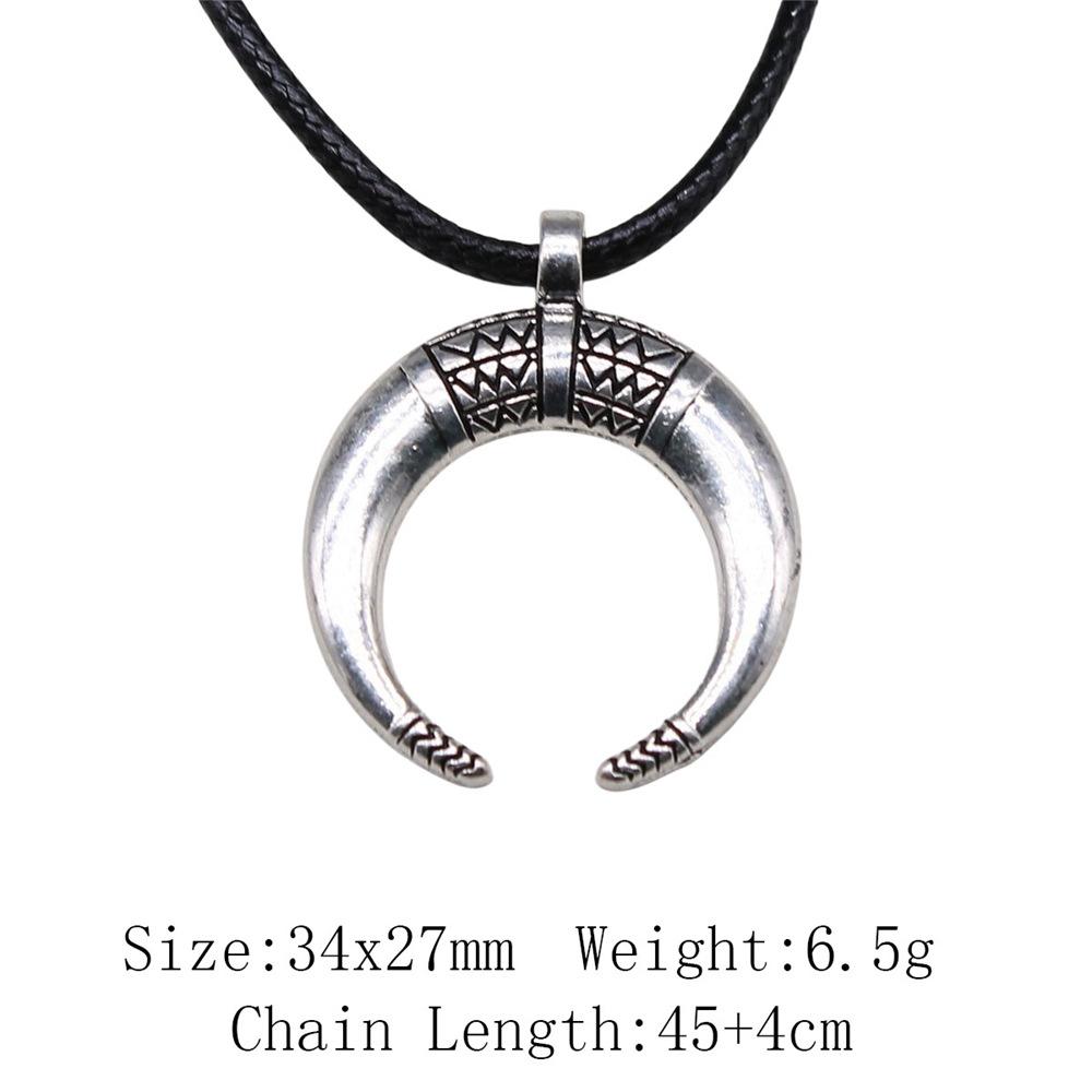 Punk Witch Horn Crescent Pendant Necklace For Women Men Half Moon Necklace Crescent Lune Necklace