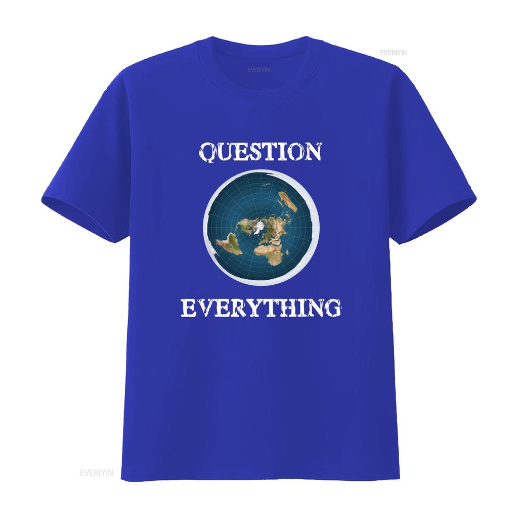 Streetwear Flat Earth Map Question Everything Slogan Print Casual T Shirt vintage Unisex designer clothes fashion Soft
