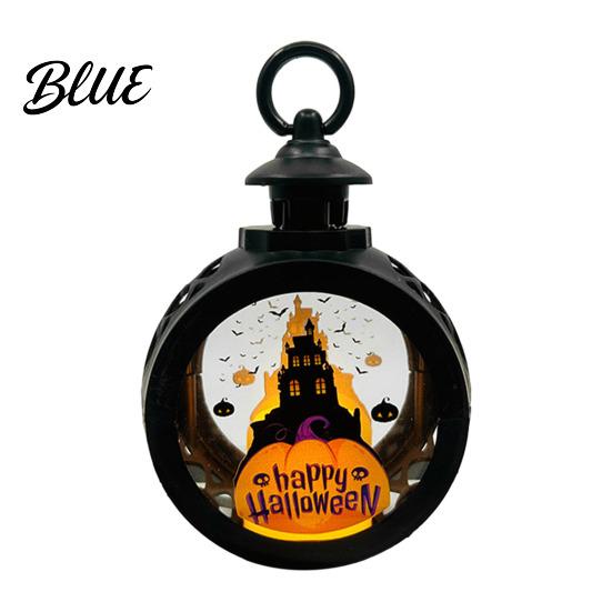 Spooky Halloween Silhouette Decor Retro Pumpkin Lantern LED Electronic Candle Light Vintage Portable Handheld Lamp Decorative for Bar Haunted House