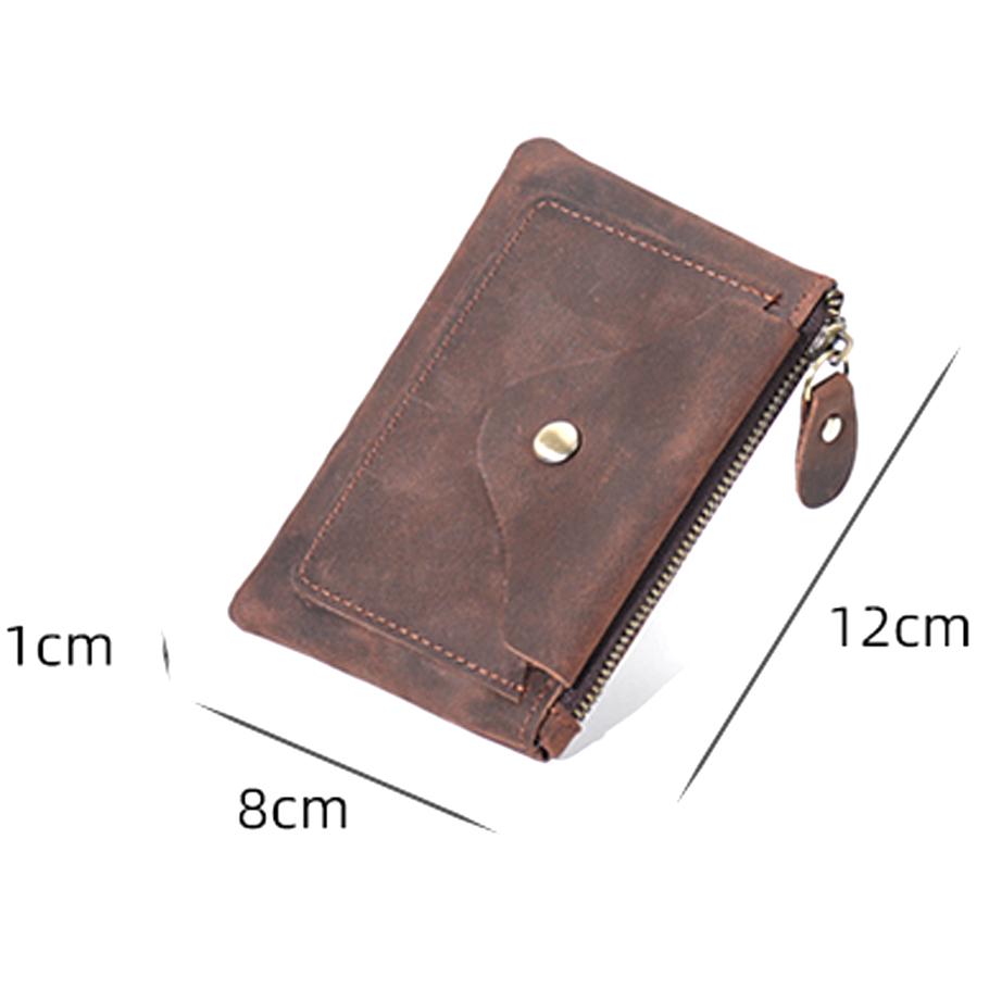 Men's and Women's Coin Purse Short Zipper Horizontal Models First-layer Cowhide  Crazy Horse Leather Fashion Driver's License Mini