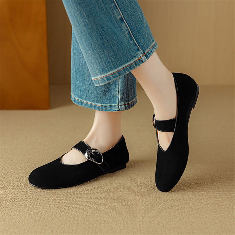 Fashion New Spring/summer Sheep Suede Round Toe Mary Jane Shoes for Women Fashion Leopard Print Horsehair Shoes Low Heels Women Pumps