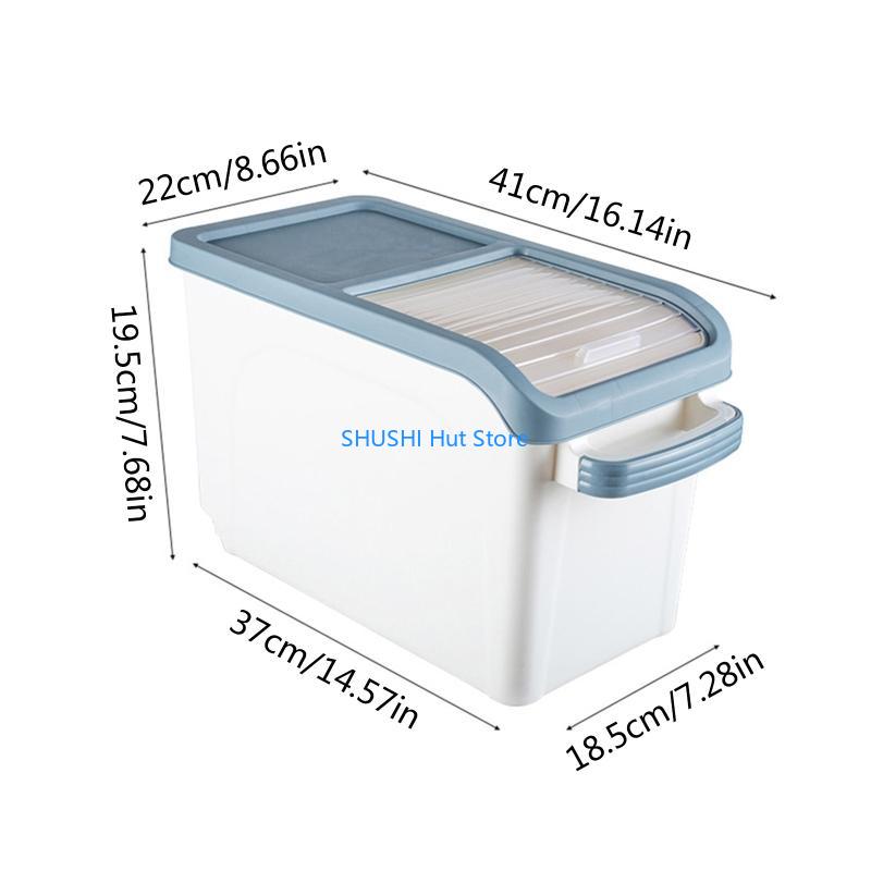 Rice Storage Container 10kg with Visible Window and Pulley for Home Kitchen Thick Rice Storage Box Large Capacity Grain Box D57B