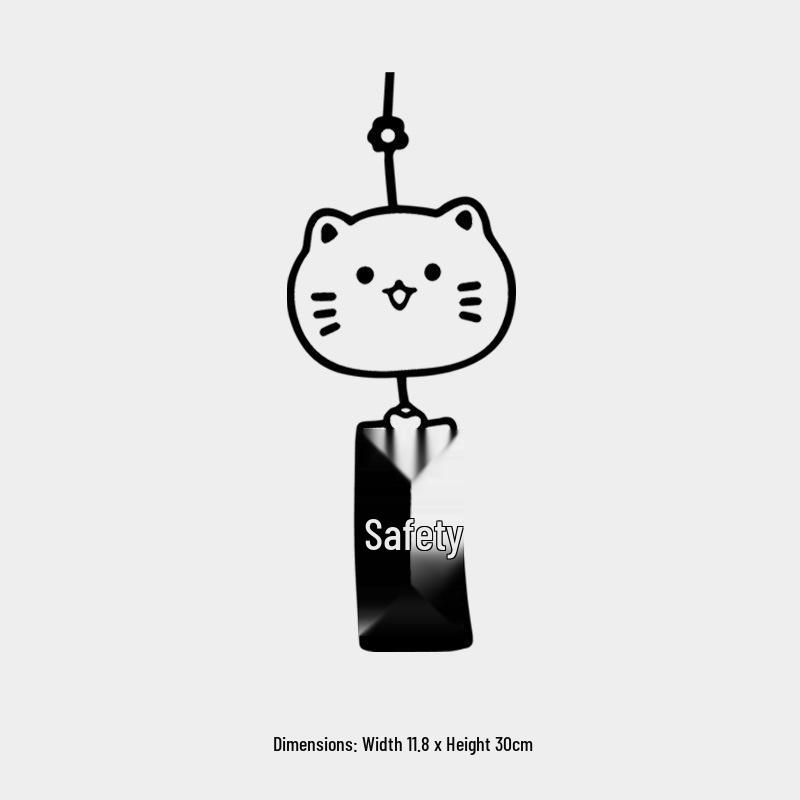 Cute Safe Cat Wind Chime Car Sticker - Reflective Rear Windshield Decoration