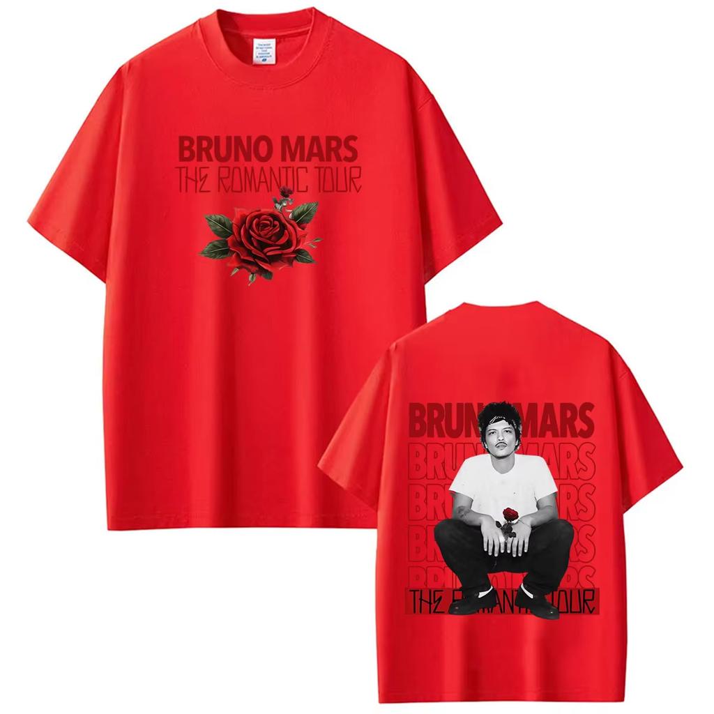 Bruno Mars The Romantic Tour 2026 Print Tshirt Man Woman Fashion Tshirts Short Sleeve Cotton Aesthetic Trend Hiphop Tshirts