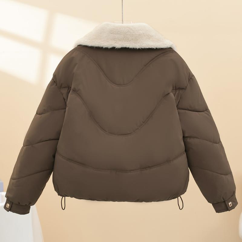 Fashion Woman Winter Coats Faux Fur Collar Casual Thick Warm Short Parkas Women Jackets