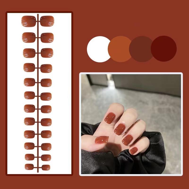 

Mini Short Square Yellow Nail Patches - 24 Two-Sided False Nails