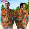 Men's School Bus & Tropical Floral Print Hawaiian Shirt Casual Button Down Short Sleeve Beach Shirts For Summer Holiday