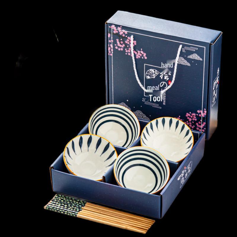 Qingyao Ceramic Bowl & Chopstick Gift Set