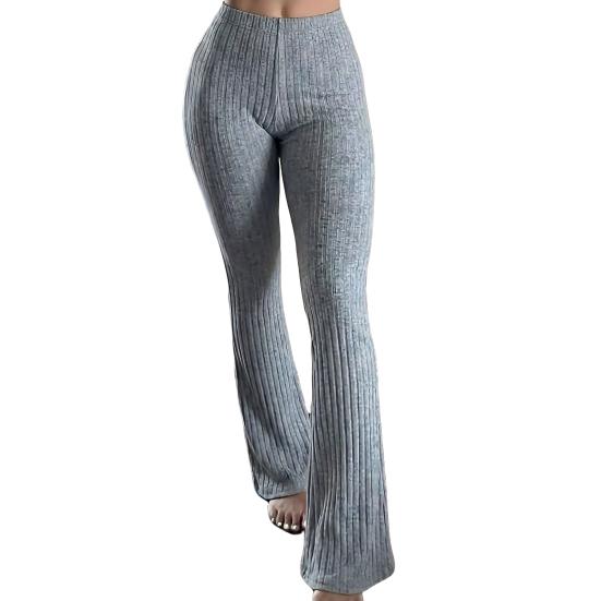 

Жіночі штани для йоги з широкими штанинами, повсякденні, еластичні, з високою талією, облягаючі стегна, однотонні, рубчасті, для фітнесу S сірий